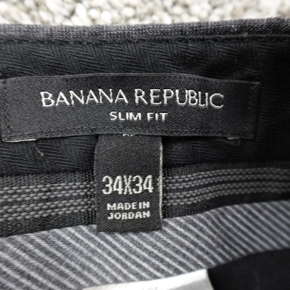 Banana Republic Pants Mens 34X34 Gray Wool Chino Trouser‎ Slacks Flat Front Flex